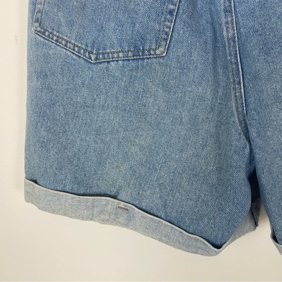 VINTAGE 80s 90s LIZWEAR Ultra High Waisted Denim Cuffed Jean Shorts Size 10 - Picture 3 of 9